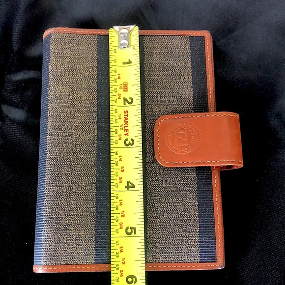 FENDI PEQUIN PECAN Striped Agenda Binder Passport Holder Credit Card Wallet - Picture 10 of 12